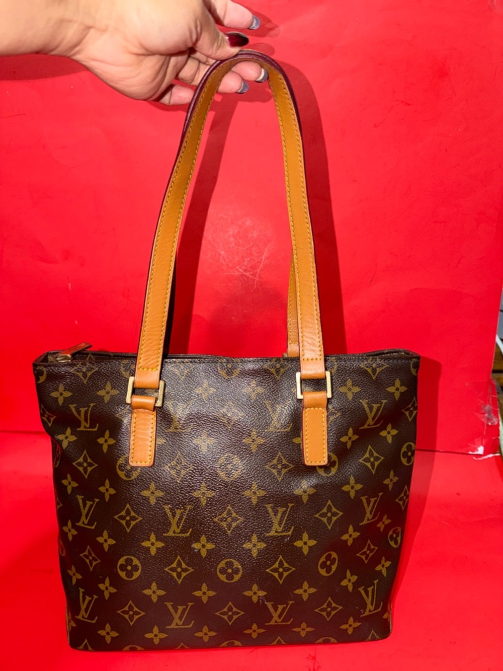 Louis Vuitton Monogram Canvas Tote in Brown with Tan Straps